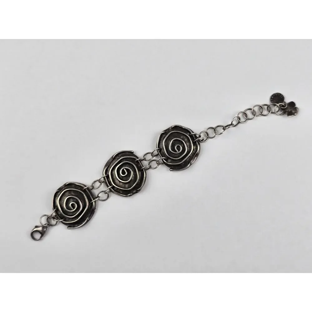 Sherry Tinsman sterling silver spiral discs bracelet 8.5